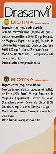 Drasanvi Biotina Comprimidos Para Fortalecimiento De Pelo Y Uñas, Sin Color, 45 Unidad