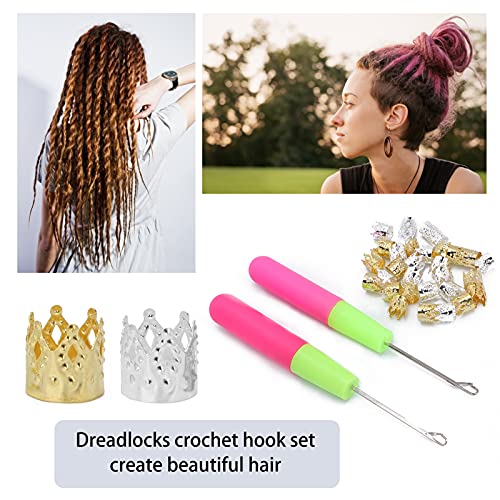 Dreadlocks Tool Set, Dreadlock Crochet Hook Set Hair Ring, Dreadlocks Hair Rings Latch Hook Crochet Needles Hair Locking Tool para trenzas Accesorios de decoración del cabello