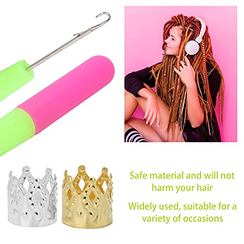 Dreadlocks Tool Set, Dreadlock Crochet Hook Set Hair Ring, Dreadlocks Hair Rings Latch Hook Crochet Needles Hair Locking Tool para trenzas Accesorios de decoración del cabello