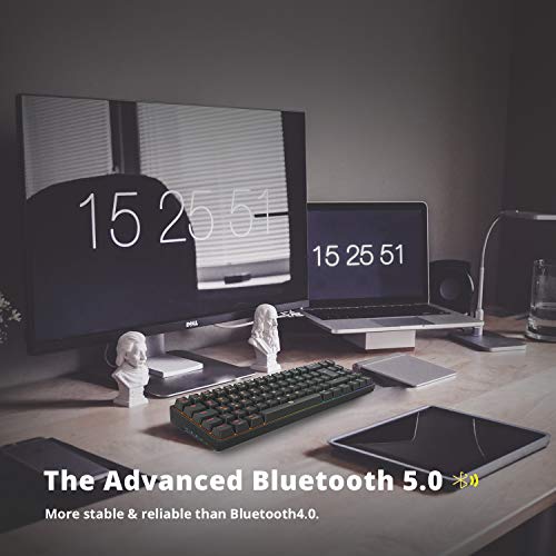 DREVO Calibur V2 Pro Teclado mecánico para Juegos RGB inalámbrico Mediante Bluetooth 5.1 con Cable USB-C extraíble,Compacto de 72 Teclas Distribución en español（Outemu Marrón，Negro）