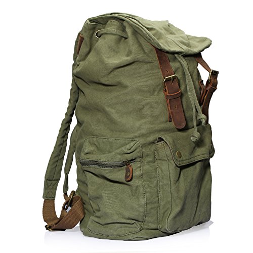 DRF Mochila Casual Unisex de Lona Bolso Escolar para Portátil hasta 16'' BG04 (Verde)