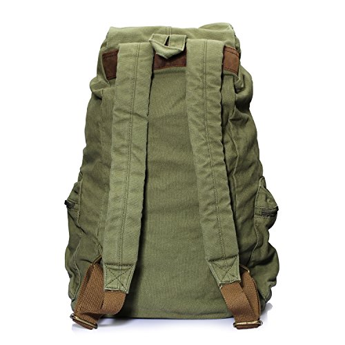 DRF Mochila Casual Unisex de Lona Bolso Escolar para Portátil hasta 16'' BG04 (Verde)