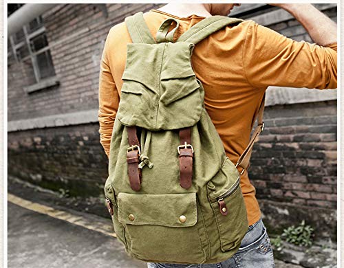 DRF Mochila Casual Unisex de Lona Bolso Escolar para Portátil hasta 16'' BG04 (Verde)