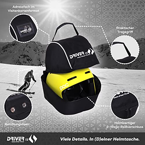 Driver13 ® bolsa de casco funda de casco para casco de esquí, casco de bicicleta, casco de montar, bolsa de casco, bolsa de casco negra acolchada