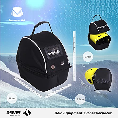 Driver13 ® bolsa de casco funda de casco para casco de esquí, casco de bicicleta, casco de montar, bolsa de casco, bolsa de casco negra acolchada