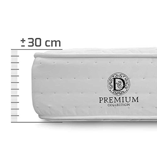 Duérmete Online Premium Colchón Leyre Muelles Ensacados + Visco | Firmeza y Adaptabilidad | Altura 30cm | Tejido Thermoclima, Viscoelástica, Blanco, 80 x 180