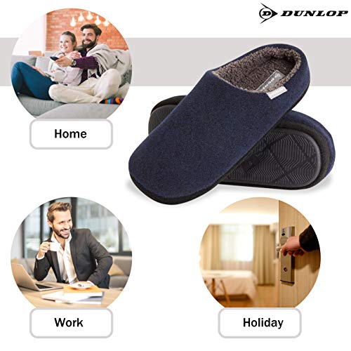 Dunlop Zapatillas Casa Hombre, Pantuflas Hombre De Forro Polar Suave, Zapatillas Hombre Con Suela Antideslizante Interior Exterior, Regalos Para Hombres y Chicos Adolescentes (Azul marino, numeric_42)