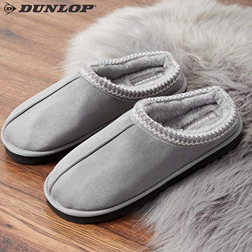 Dunlop Zapatillas Casa Hombre, Zapatillas Hombre Interior Forro Polar, Pantuflas Hombre Suela Antideslizante, Regalos Originales para Hombre y Adolescentes (42, Gris, Numeric_42)