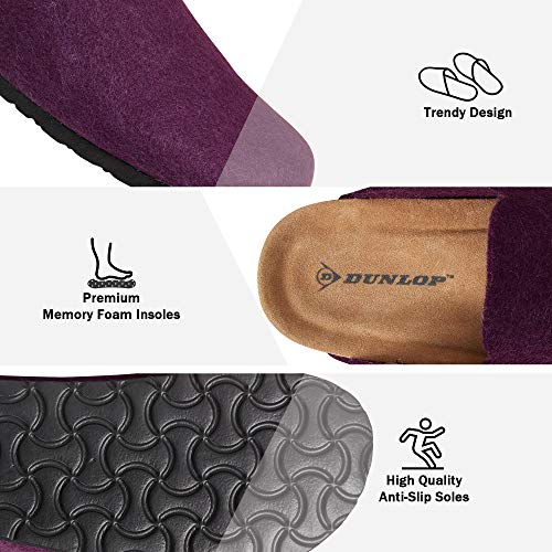 Dunlop Zapatillas Mujer, Zapatillas Casa Mujer de Felpa, Pantuflas Mujer Suela de Goma Antideslizante, Regalos para Mujer y Adolescentes Talla 36-41 (Lila, Numeric_38)