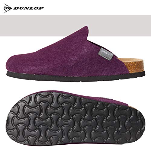 Dunlop Zapatillas Mujer, Zapatillas Casa Mujer de Felpa, Pantuflas Mujer Suela de Goma Antideslizante, Regalos para Mujer y Adolescentes Talla 36-41 (Lila, Numeric_38)