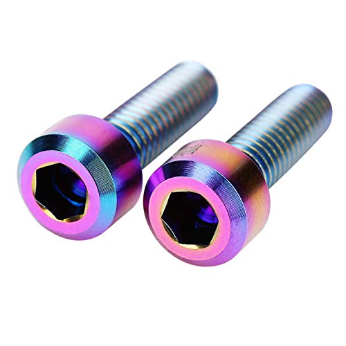 Duokon Pernos de vástago, 3 Colores 6 Unids/Set M5 * 16 mm Tornillos de vástago fijos de Bicicleta de aleación de Titanio para vástago de Bicicleta de montaña(Multicolor)