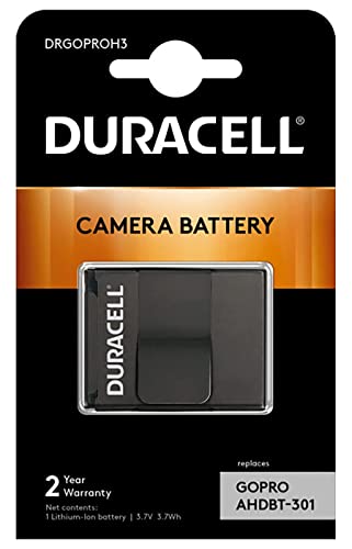 Duracell DRGOPROH3 - Batería para Go Pro Hero 3 (Li-Ion, 1000 mAh, 3.7 V), Negro