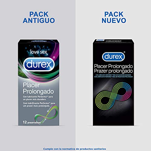 Durex Preservativos Placer Prolongado Con Efecto Retardante - 2x12 Condones Duplo Pack, color Negro, 12 Unidad - Pack de 2