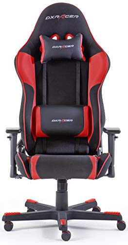 DX RACER R1 Silla de Escritorio, Tela, Piel sintética, Rojo/Negro, 64 x 125 x 68 cm