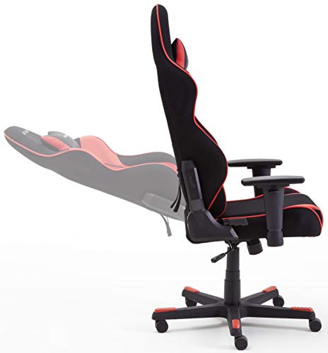 DX RACER R1 Silla de Escritorio, Tela, Piel sintética, Rojo/Negro, 64 x 125 x 68 cm