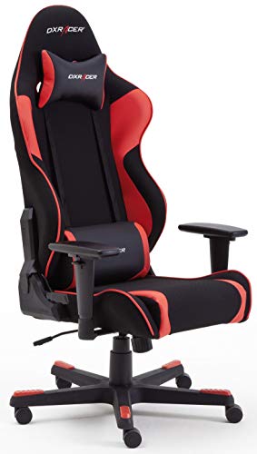 DX RACER R1 Silla de Escritorio, Tela, Piel sintética, Rojo/Negro, 64 x 125 x 68 cm