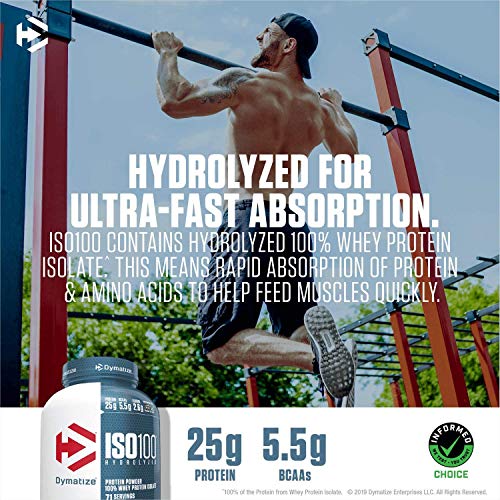 Dymatize Nutrition Dymatize, Proteína Hidrolizada en Polvo Iso100, 100% Proteína de Suero, sin Gluten, de Rápida Absorción, Fácil Digestión, Chocolate, 1.6 Libras 720 g