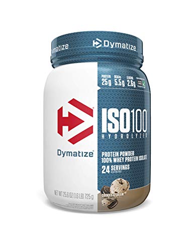 Dymatize Nutrition Dymatize, Proteína Hidrolizada en Polvo Iso100, 100% Proteína de Suero, sin Gluten, de Rápida Absorción, Fácil Digestión, Galleta y Crema, 1.6 Libras 720 g