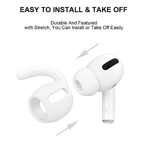 Earhooks para AirPods Pro, ICARER 3 Pares Auriculares de Actividades Deportivas Ear Hooks Ear Covers Tips con Bolsa de Almacenamiento para AirPods Pro 2019-Blanco