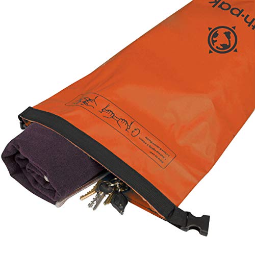 Earth Pak Bolsa Estanca- Impermeable Bolsa Seca de compresión Mantiene el Equipo seco para Kayak, Playa, Deportes, Rafting, Acampada y Pesca (Naranja, 20L)