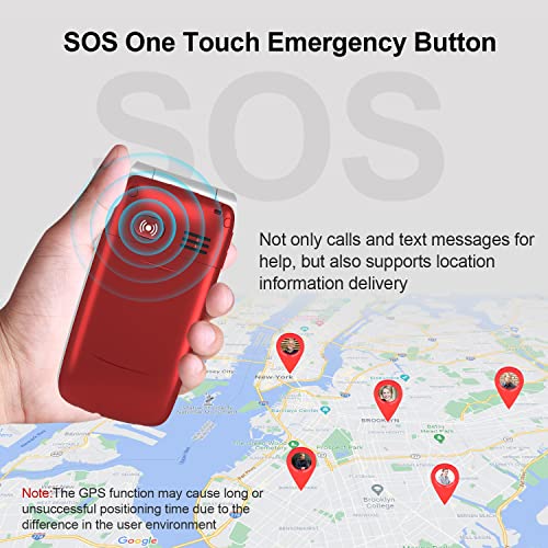Easyfone Prime-A1 Pro gsm Teléfono Móvil para Mayores con Tapa, Botón SOS con GPS, Audífonos Compatibles, Batería 1500mAh, Telefonos basicos para Mayores con Base de Carga (Rojo)