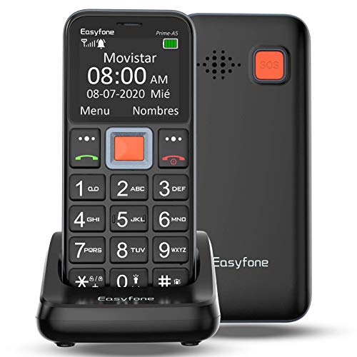 Easyfone Prime-A5 Teléfono Móvil para Mayores con botón SOS y Base cargadora