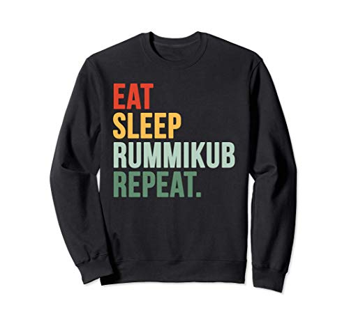 Eat Sleep Rummikub Repeat Multicolored Font Sudadera