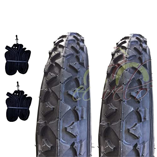 EBA12MBE - Juego de 2 tapacubos negros 12 1/2 x 1,75 x 2 1/4 (47-203) + cámaras de neumáticos de goma para bicicleta de montaña para niño