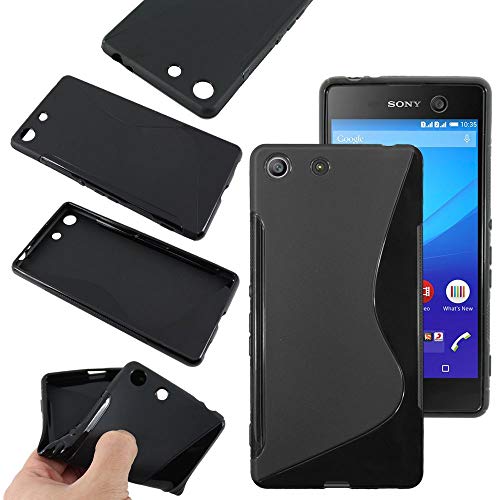 ebestStar - Funda Compatible con Sony Xperia M5, M5 Dual Carcasa Gel Silicona Gel TPU Motivo S-línea, S-Line Case Cover, Negro [Aparato: 145 x 72 x 7.6mm, 5.0'']