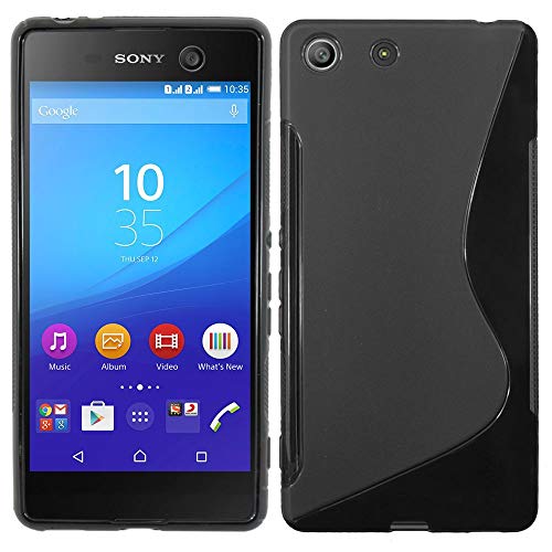 ebestStar - Funda Compatible con Sony Xperia M5, M5 Dual Carcasa Gel Silicona Gel TPU Motivo S-línea, S-Line Case Cover, Negro [Aparato: 145 x 72 x 7.6mm, 5.0'']