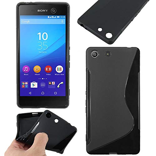 ebestStar - Funda Compatible con Sony Xperia M5, M5 Dual Carcasa Gel Silicona Gel TPU Motivo S-línea, S-Line Case Cover, Negro [Aparato: 145 x 72 x 7.6mm, 5.0'']