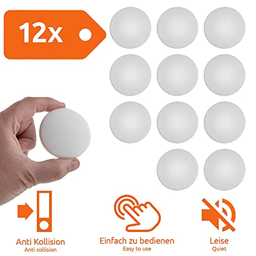 ECENCE Tope para puerta, 12 unidades - sujetapuertas autoadhesivo - Retenedor puerta 40mm - Protección para paredes, papel pintado - amortiguador de golpes - tope de protección
