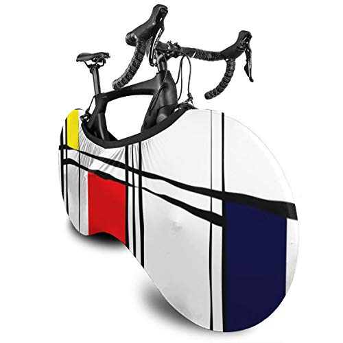 Eclipse Lunar Cubierta de Bicicleta Portátil Interior Anti Polvo Alta Elástica Cubierta de Rueda Cubierta de Bicicleta Protector Rip Stop Neumático Carretera MTB Bolsa de Almacenamiento, Cuadros geométricos retro, talla única