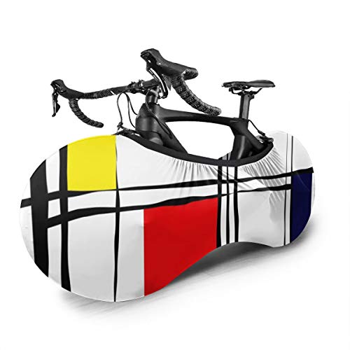 Eclipse Lunar Cubierta de Bicicleta Portátil Interior Anti Polvo Alta Elástica Cubierta de Rueda Cubierta de Bicicleta Protector Rip Stop Neumático Carretera MTB Bolsa de Almacenamiento, Cuadros geométricos retro, talla única