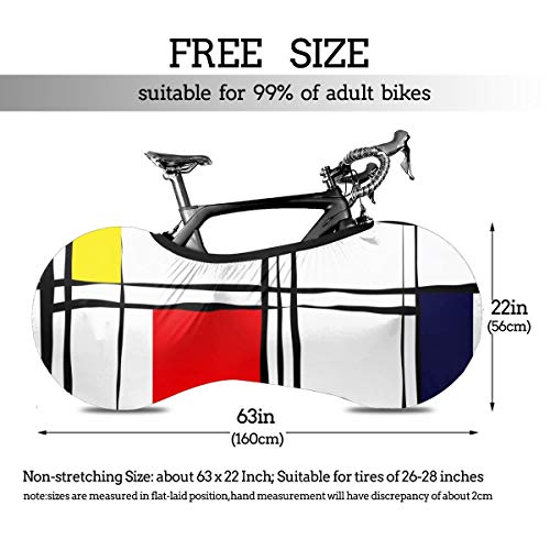 Eclipse Lunar Cubierta de Bicicleta Portátil Interior Anti Polvo Alta Elástica Cubierta de Rueda Cubierta de Bicicleta Protector Rip Stop Neumático Carretera MTB Bolsa de Almacenamiento, Cuadros geométricos retro, talla única