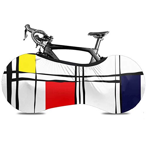 Eclipse Lunar Cubierta de Bicicleta Portátil Interior Anti Polvo Alta Elástica Cubierta de Rueda Cubierta de Bicicleta Protector Rip Stop Neumático Carretera MTB Bolsa de Almacenamiento, Cuadros geométricos retro, talla única