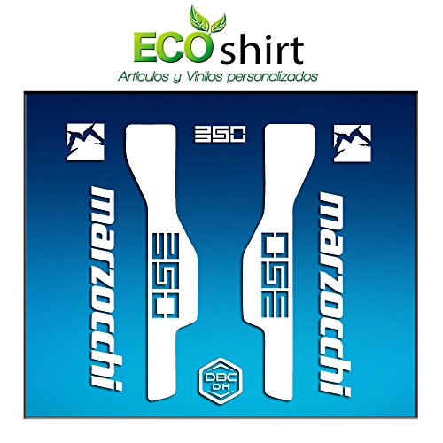 Ecoshirt 8V-Q6J4-JKMN Pegatinas Horquilla Fork Marzocchi 350 Am32 Stickers Aufkleber Decals Adesivi Bike BTT MTB Cycle, Blanco 26" y 27.5"