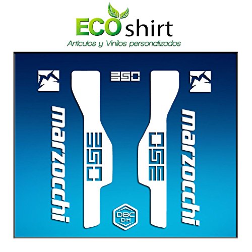 Ecoshirt 8V-Q6J4-JKMN Pegatinas Horquilla Fork Marzocchi 350 Am32 Stickers Aufkleber Decals Adesivi Bike BTT MTB Cycle, Blanco 26" y 27.5"