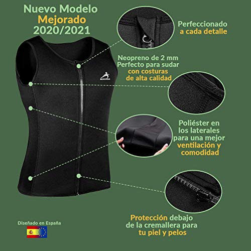 EDM - Chaleco Neopreno Hombre - Faja Hombre - Chaleco Sudoracion Hombre - Camiseta Neopreno Hombre con Cuerda Saltar - Camiseta Efecto Sauna Hombre - Camiseta para Sudar Hombre - M