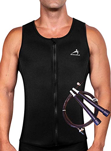 EDM - Chaleco Neopreno Hombre - Faja Hombre - Chaleco Sudoracion Hombre - Camiseta Neopreno Hombre con Cuerda Saltar - Camiseta Efecto Sauna Hombre - Camiseta para Sudar Hombre - M