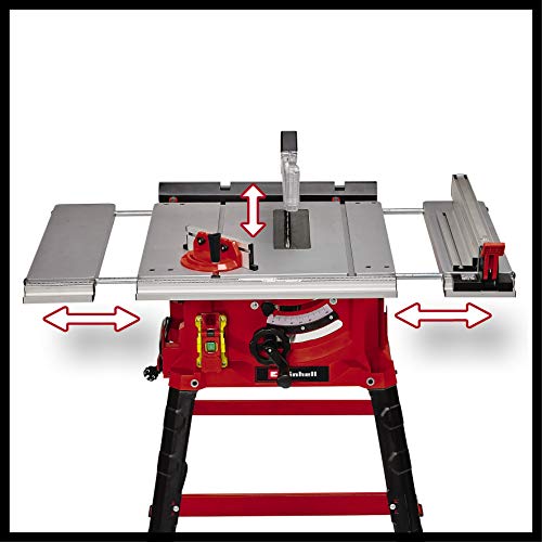 Einhell Sierra de mesa circular TC-TS 2225 U (máx. 2200 W, arranque suave, Ø254 x ø30 mm hoja, tope paralelo/angular, ajuste de altura hasta 80 mm, prolongación y ensanchamiento de la mesa)