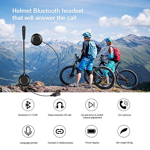 EJEAS E1 Auriculares Motocicleta Casco Bluetooth 4.1 Manos Libres Moto Casco Auricular Altavoces música Mic Control de Llamadas Ruido 12H Auriculares Altavoces Comunicación de Auriculares