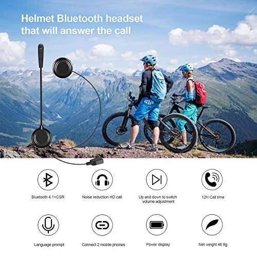 EJEAS E1 Auriculares Motocicleta Casco Bluetooth 4.1 Manos Libres Moto Casco Auricular Altavoces música Mic Control de Llamadas Ruido 12H Auriculares Altavoces Comunicación de Auriculares