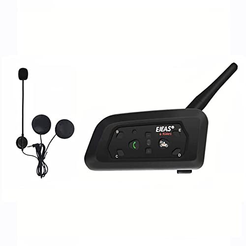 Ejeas V6 Pro 1200M Auriculares Intercomunicador Moto Inalambrico Bluetooth para Motocicletas, Impermeabilidad Intercomunicador Casco Moto, Comunicador Moto hasta 6 Jinetes(1 Paquete)