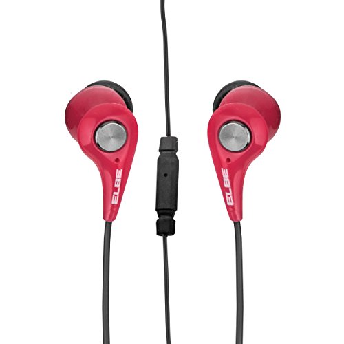 Elbe AU-107-MIC - Auriculares deportivos con micrófono, color negro y rojo