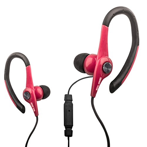 Elbe AU-107-MIC - Auriculares deportivos con micrófono, color negro y rojo