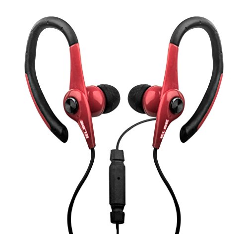 Elbe AU-107-MIC - Auriculares deportivos con micrófono, color negro y rojo