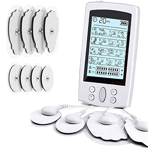 Electroestimulador TENS y electroestimulación muscular, 16 Modos 2 Canales USB Recargable Masajeador Electro para el Cervical/Piernas/Abdominal/Espalda/Cuello