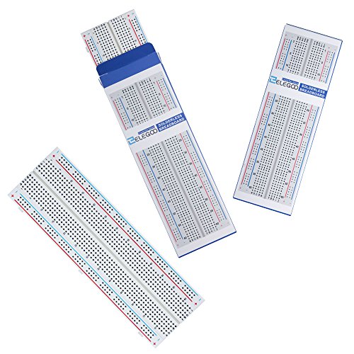 ELEGOO 3 Piezas Breadboard MB-1 Placa Prototipo Sin Soldaduras con 830 Puntos Realizado en PCB Junta Proto Shield de Distribución Bloques de Conexión para Arduino UNO R3 Mega Nano