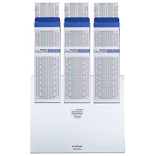 ELEGOO 3 Piezas Breadboard MB-1 Placa Prototipo Sin Soldaduras con 830 Puntos Realizado en PCB Junta Proto Shield de Distribución Bloques de Conexión para Arduino UNO R3 Mega Nano